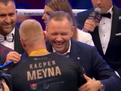 To TAM Nawrocki spędził sobotni wieczór. Walka się skończyła i wskoczył na ring. „Pan prezydent był zadowolony”